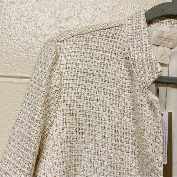 Chicos Textured Embellished Topper Jacket Neutral - Picture 3 of 11